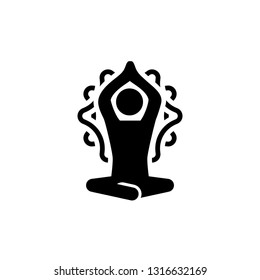 Yoga Meditation and Zen Icon. Flat Design Yoga Poses with Mandala Ornament in Back. Isolated Illustration.