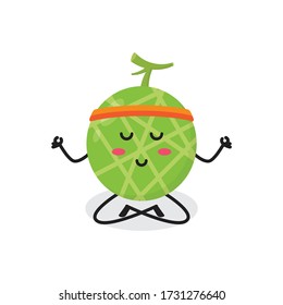yoga melon fruta lindo personaje mascota diseño vectorial