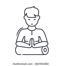 Yoga for men icon, linear isolated illustration, thin line vector, web design sign, outline concept symbol with editable stroke on white background.