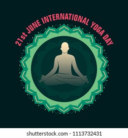 yoga men practice lotus pose, yoga day concept design