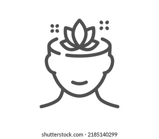 Yoga mind line icon. Meditation lotus sign. Relax body and mind symbol. Quality design element. Linear style yoga mind icon. Editable stroke. Vector