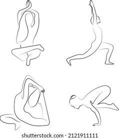 Yoga minimal line art sport healthy drawing neutral wellness active vector art sketch