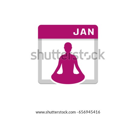 Yoga Month Calendar Icon Logo Design Element