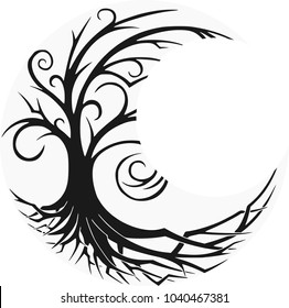 yoga moon white tree 