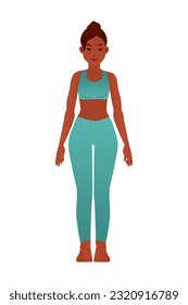 Yoga mountain pose - Tadasana. Young woman practicing Yoga. Woman workout fitness, aerobic and exercises. Vector Illustration.