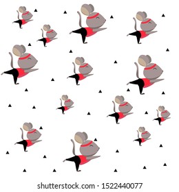 Yoga mouse pattern, performs exercises. Ready-made illustrations for fabric, textile, packaging, posters, design,
Hand-drawn. Cartoon style. Vector
