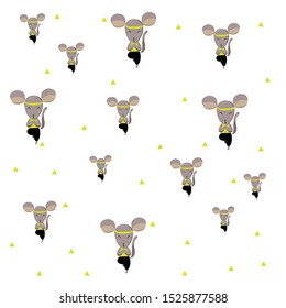 Yoga mouse pattern, performs exercises. Ready-made illustrations for fabric, textile, packaging, posters, design,
Hand-drawn. Cartoon style. Vector