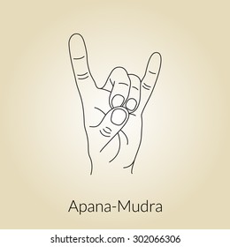 Yoga mudra. Apana-mudra yoga gesture hands.