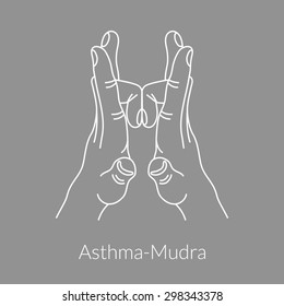 Yoga mudra. Asthma-mudra yoga gesture hands.