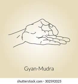 Yoga mudra. Gyan-mudra yoga gesture hands.