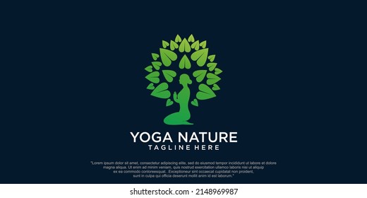 yoga nature logo design vector