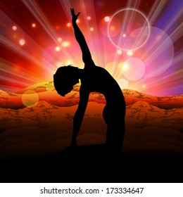 Yoga in the nature. Vector illustration. 