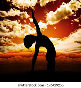 Yoga in the nature. Vector illustration. 
