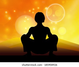 Yoga in the nature. Vector illustration. 
