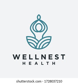 yoga with nest logo design vector illustration on white background