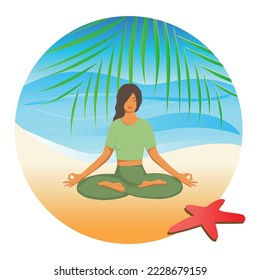 yoga on the beach, vector