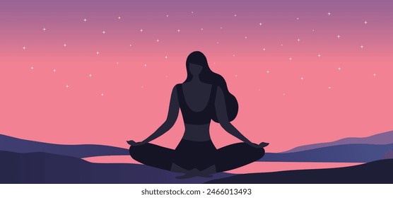 Yoga on beach vector illustration