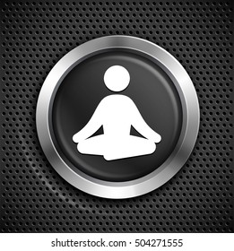 Yoga on Black Round Button