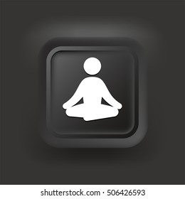 Yoga on Black Square Button