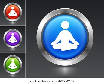 Yoga on Blue Round Button