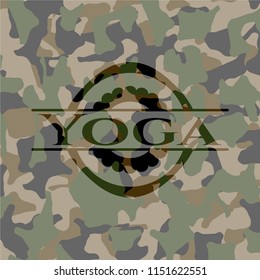Yoga on camo texture