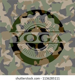 Yoga on camouflage pattern