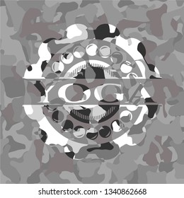 Yoga on grey camo texture