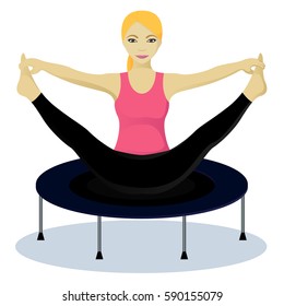Yoga on trampoline vector isolated illustration