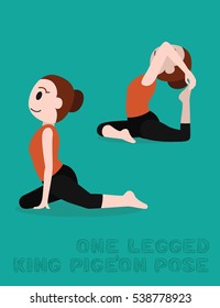 Yoga One Legged King Pigeon Pose Cartoon Vector Illustration