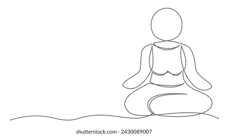 Yoga Dibujo de una línea aislado sobre fondo blanco
