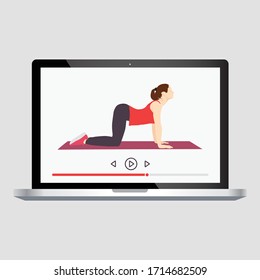 Yoga online class vector illustration with yoga pose