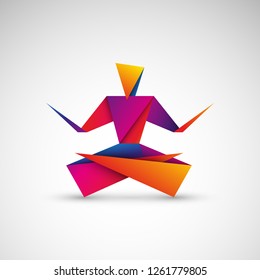 yoga origami vector icon
