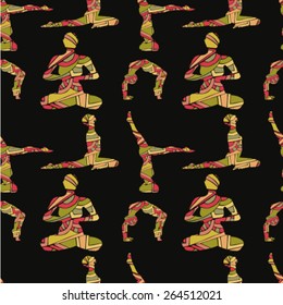 Yoga ornament seamless pattern.