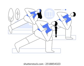 Yoga outdoor isolated cartoon vector illustrations. Group of college students doing campus yoga, sport addiction, healthy and active lifestyle, having exercises outdoor vector cartoon.