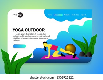 Yoga outdoor Landing page template your business . Modern flat design concept of web page design for website and mobile .  Vector illustration - Images isolated 

