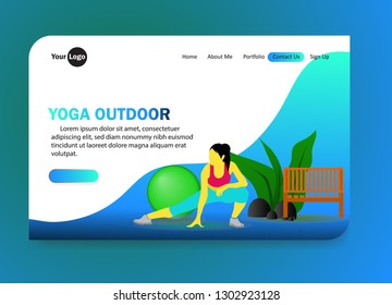 Yoga outdoor Landing page template your business . Modern flat design concept of web page design for website and mobile .  Vector illustration - Images isolated 
