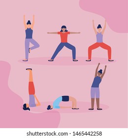 yoga outdoor women relax body vector illustration