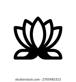 Yoga. Icono de Vector de trazo delineado con detalles rellenos de negro.