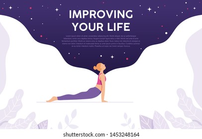 yoga page landing page concepts for mental and physical health, yoga for improving your life, modern illustration concepts