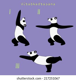 Yoga panda bear virabhadrasana pose, eps 8 file