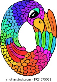 Yoga Parrot Number Illustration Vector Cartoon 0