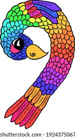 Yoga Parrot Number Illustration Vector Cartoon 9