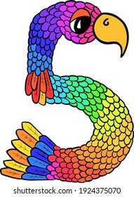 Yoga Parrot Number Illustration Vector Cartoon Number 5