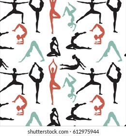 Yoga Pattern.Women Silhouette