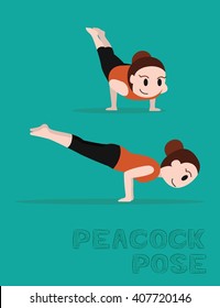 Yoga Peacock Pose Cartoon Vector Illustration