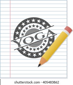 Yoga pencil strokes emblem