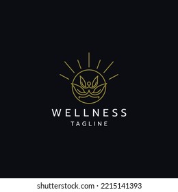 Yoga people with flower logo icon design template vector