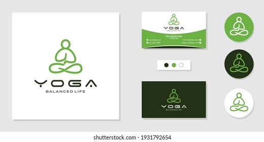 Yoga people logo line art design inspiration template