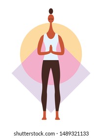 A yoga person. Meditate and relax. Man or woman, gender fluid character. Trendy flat isolated illustration