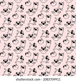 yoga pets Seamless Pattern Design. Vector illustration